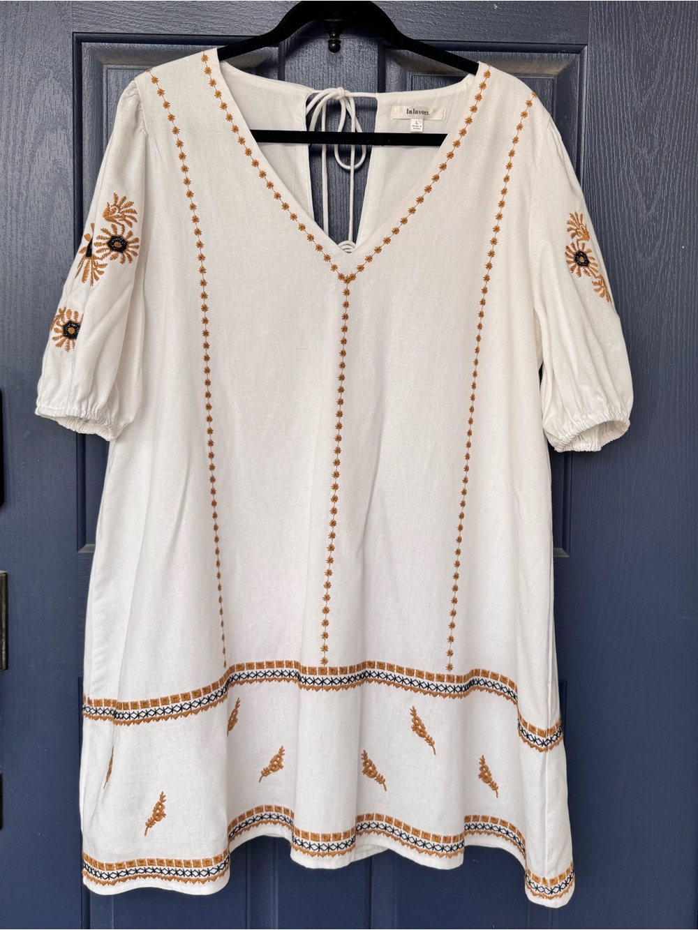 White Embroidered V-Neck Boho Dress